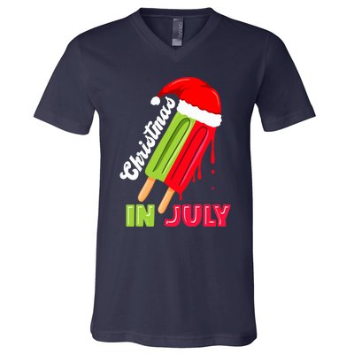 christmas in july watermelon ice pops, fun christmas in july V-Neck T-Shirt