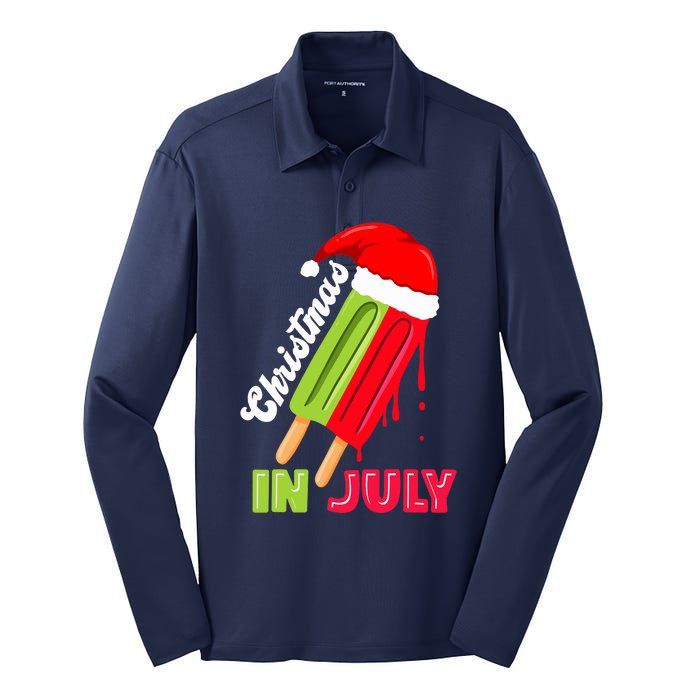 christmas in july watermelon ice pops, fun christmas in july Silk Touch Performance Long Sleeve Polo