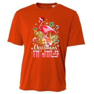 Christmas In July Cool Gift Pink Flamingo Gift Cooling Performance Crew T-Shirt