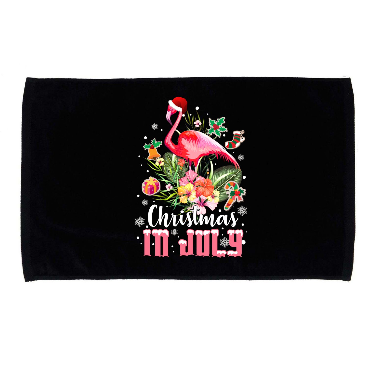 Christmas In July Cool Gift Pink Flamingo Gift Microfiber Hand Towel