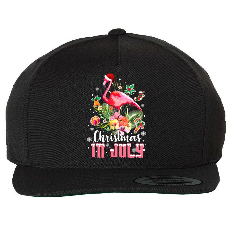 Christmas In July Cool Gift Pink Flamingo Gift Wool Snapback Cap