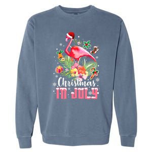 Christmas In July Cool Gift Pink Flamingo Gift Garment-Dyed Sweatshirt