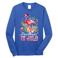 Christmas In July Cool Gift Pink Flamingo Gift Long Sleeve Shirt