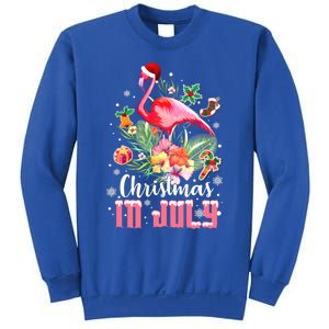 Christmas In July Cool Gift Pink Flamingo Gift Sweatshirt