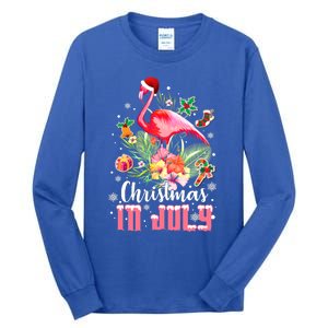 Christmas In July Cool Gift Pink Flamingo Gift Tall Long Sleeve T-Shirt