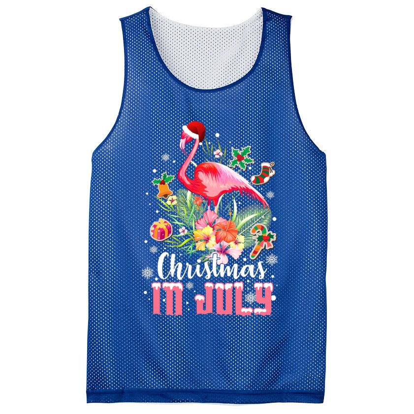 Christmas In July Cool Gift Pink Flamingo Gift Mesh Reversible Basketball Jersey Tank