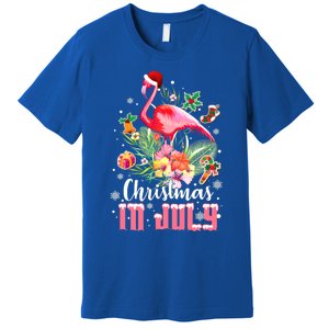 Christmas In July Cool Gift Pink Flamingo Gift Premium T-Shirt