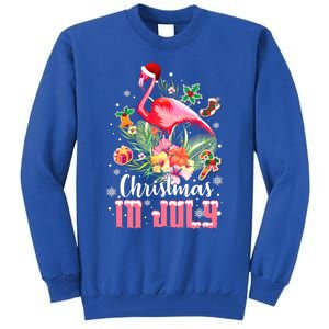 Christmas In July Cool Gift Pink Flamingo Gift Tall Sweatshirt