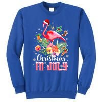 Christmas In July Cool Gift Pink Flamingo Gift Tall Sweatshirt