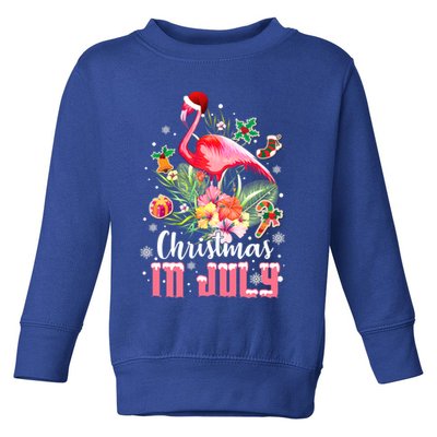 Christmas In July Cool Gift Pink Flamingo Gift Toddler Sweatshirt