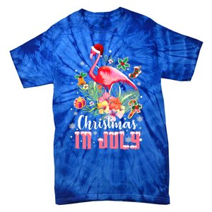 Christmas In July Cool Gift Pink Flamingo Gift Tie-Dye T-Shirt