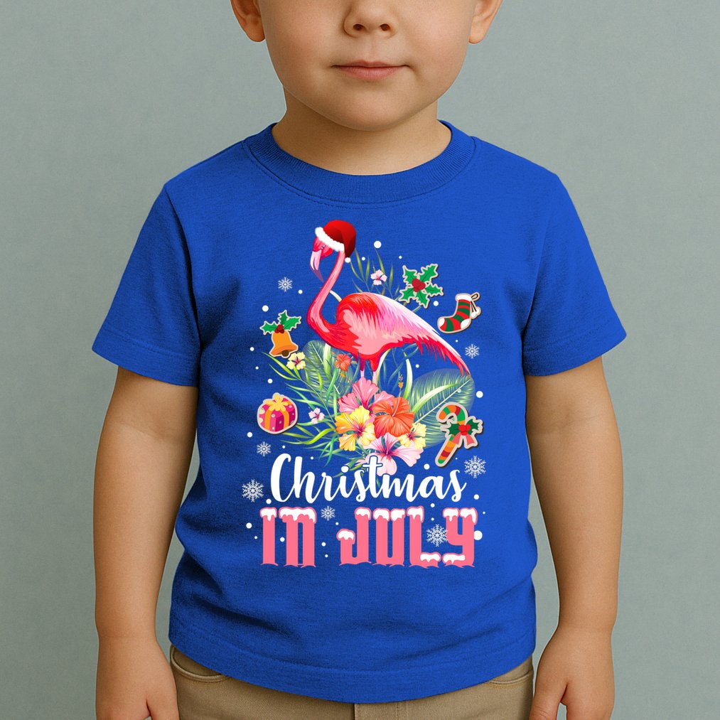 Christmas In July Cool Gift Pink Flamingo Gift Toddler T-Shirt