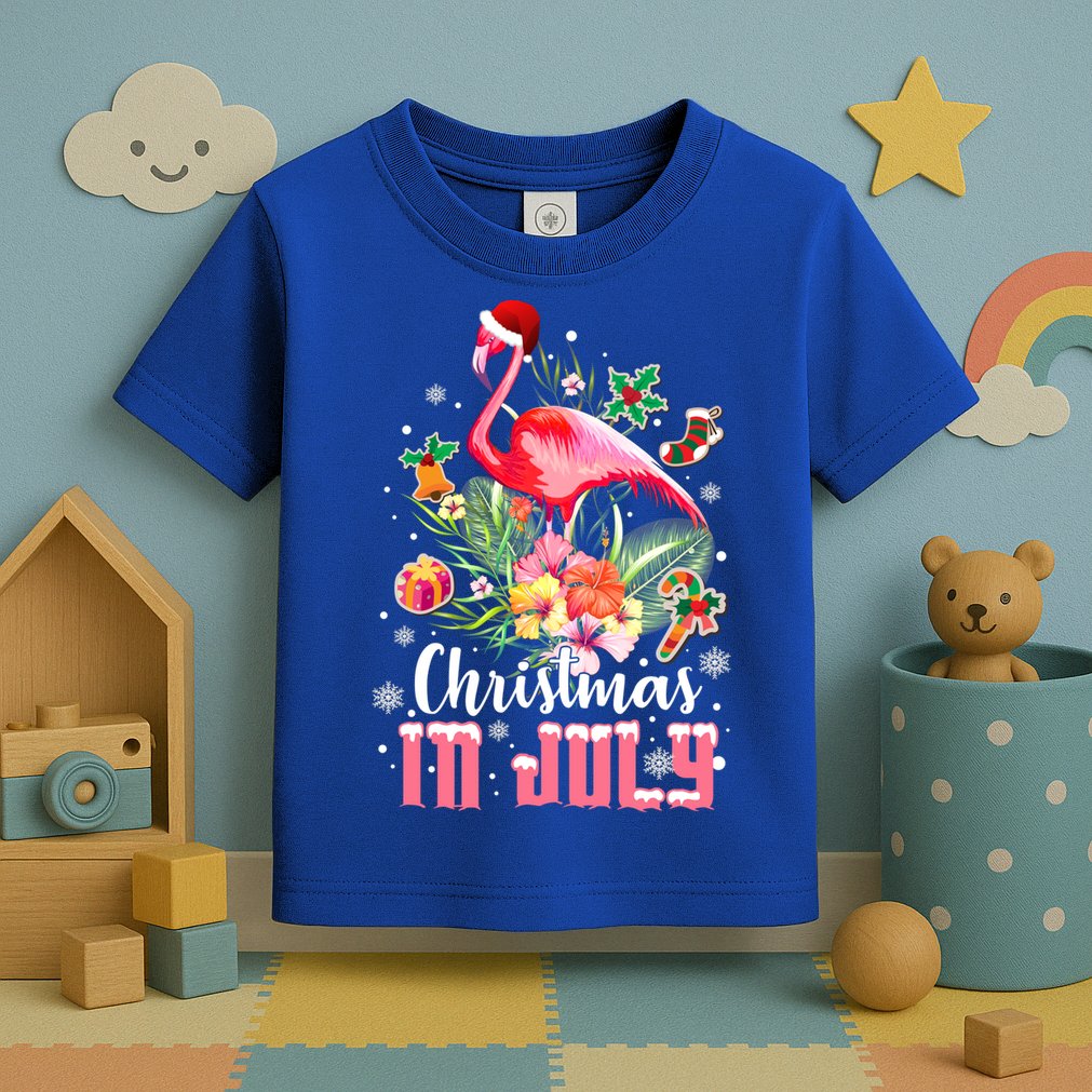 Christmas In July Cool Gift Pink Flamingo Gift Toddler T-Shirt