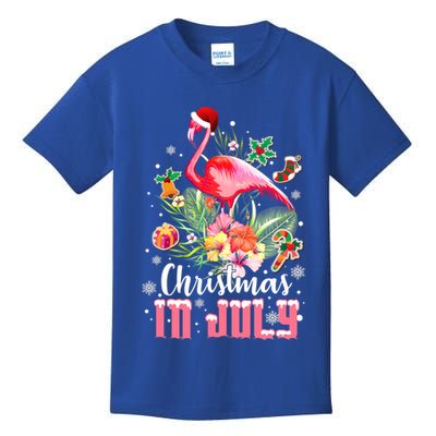 Christmas In July Cool Gift Pink Flamingo Gift Kids T-Shirt