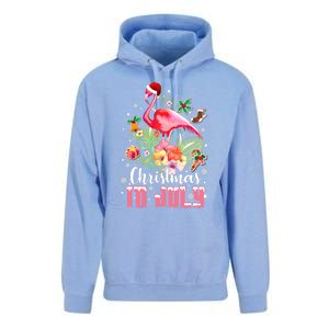 Christmas In July Cool Gift Pink Flamingo Gift Unisex Surf Hoodie