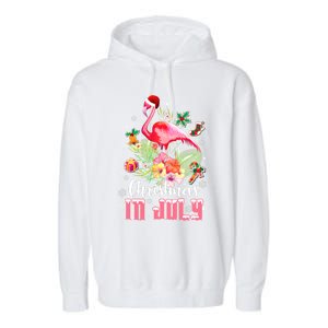 Christmas In July Cool Gift Pink Flamingo Gift Garment-Dyed Fleece Hoodie