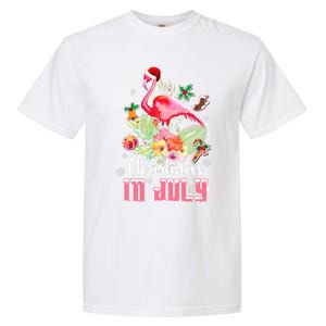 Christmas In July Cool Gift Pink Flamingo Gift Garment-Dyed Heavyweight T-Shirt