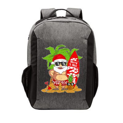 Christmas In July Santa Surfing Hawaiian Party Vector Backpack