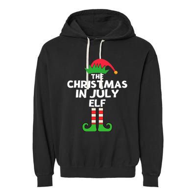 Christmas In July Elf Summer Beach Vacation Party Pajama Garment-Dyed Fleece Hoodie