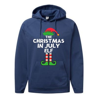 Christmas In July Elf Summer Beach Vacation Party Pajama Performance Fleece Hoodie