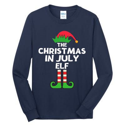 Christmas In July Elf Summer Beach Vacation Party Pajama Tall Long Sleeve T-Shirt