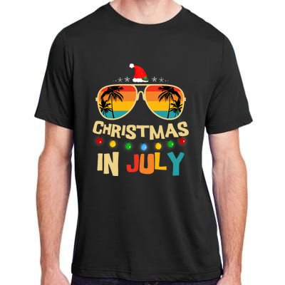 Christmas In July Santa Hat Sunglasses Summer Vacation Adult ChromaSoft Performance T-Shirt