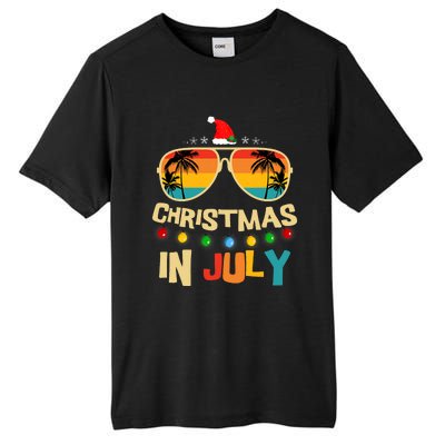 Christmas In July Santa Hat Sunglasses Summer Vacation Tall Fusion ChromaSoft Performance T-Shirt