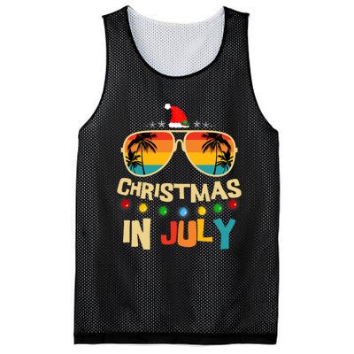 Christmas In July Santa Hat Sunglasses Summer Vacation Mesh Reversible Basketball Jersey Tank