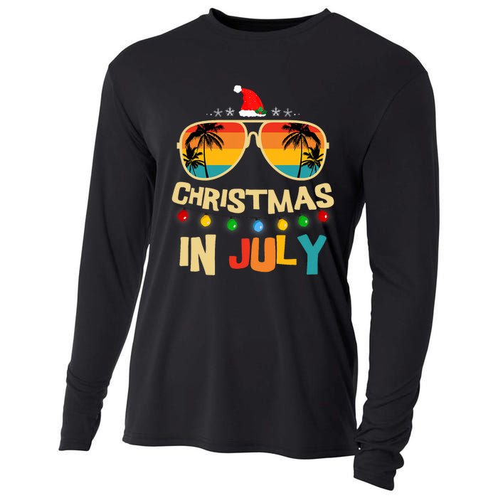 Christmas In July Santa Hat Sunglasses Summer Vacation Cooling Performance Long Sleeve Crew