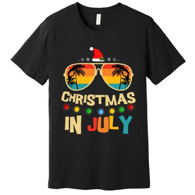 Christmas In July Santa Hat Sunglasses Summer Vacation Premium T-Shirt