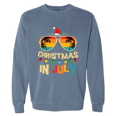 Christmas In July Santa Hat Sunglasses Summer Vacation Garment-Dyed Sweatshirt