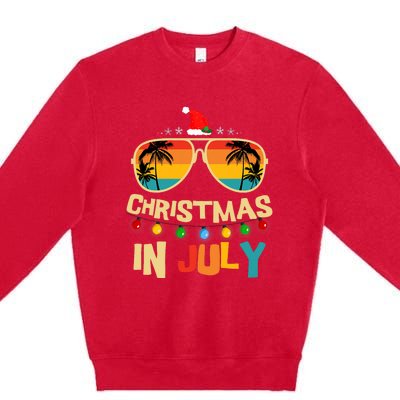 Christmas In July Santa Hat Sunglasses Summer Vacation Premium Crewneck Sweatshirt