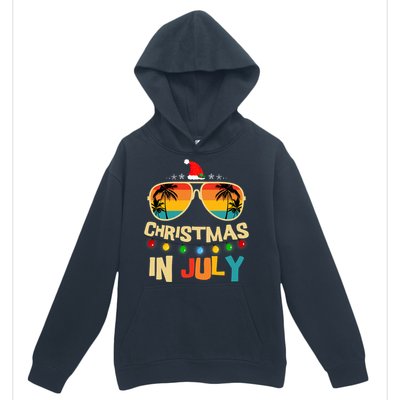 Christmas In July Santa Hat Sunglasses Summer Vacation Urban Pullover Hoodie