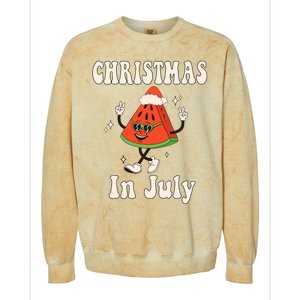 Christmas In July Retro Watermelon Colorblast Crewneck Sweatshirt