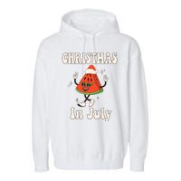 Christmas In July Retro Watermelon Garment-Dyed Fleece Hoodie