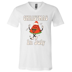 Christmas In July Retro Watermelon V-Neck T-Shirt