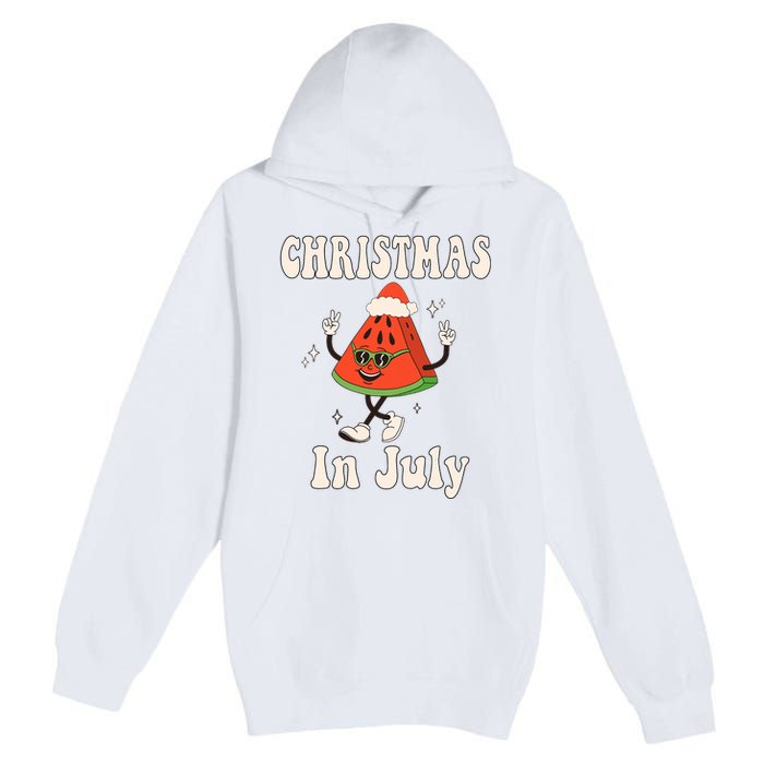 Christmas In July Retro Watermelon Premium Pullover Hoodie