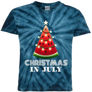 Christmas In July Watermelon Xmas Light Summer Kids Tie-Dye T-Shirt