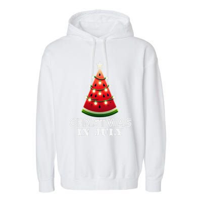 Christmas In July Watermelon Xmas Light Summer Garment-Dyed Fleece Hoodie