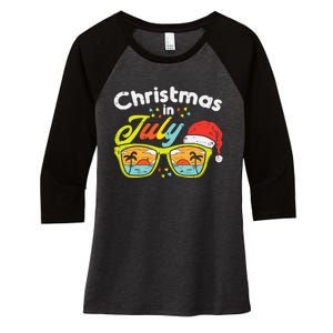 Christmas In July Sunglasses Santa Beach Summer Summer Xmas Women's Tri-Blend 3/4-Sleeve Raglan Shirt