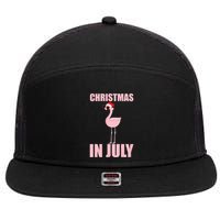 Christmas In July | Funny Flamingo In Santa Hat 7 Panel Mesh Trucker Snapback Hat