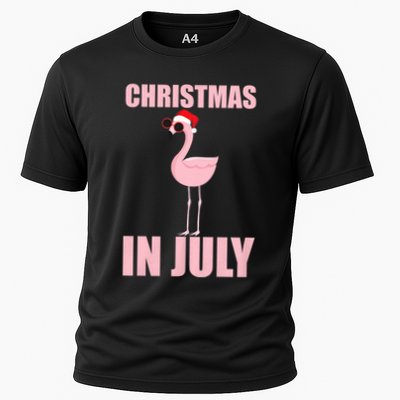 Christmas In July | Funny Flamingo In Santa Hat Performance Shirt
