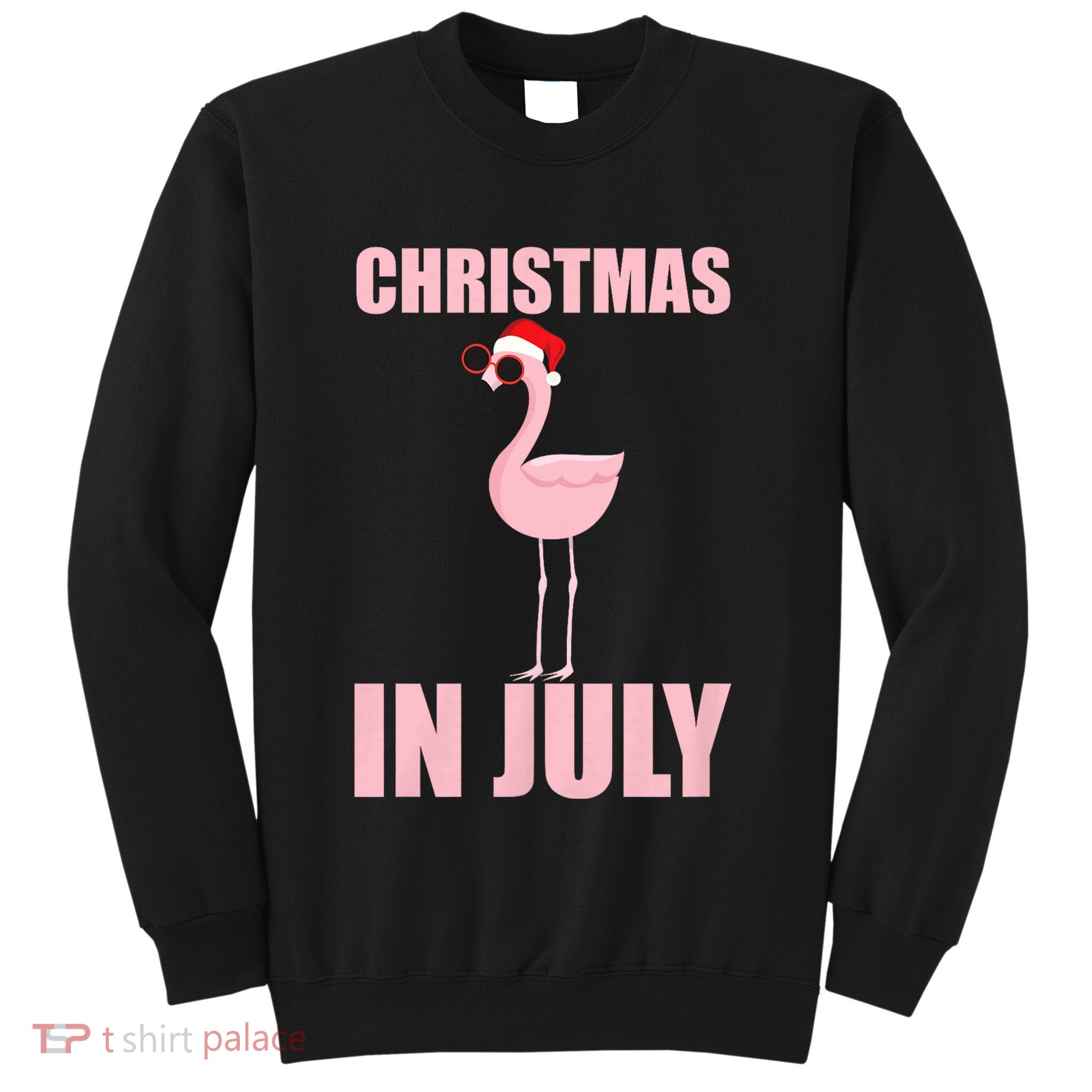 Christmas In July | Funny Flamingo In Santa Hat Sweatshirt