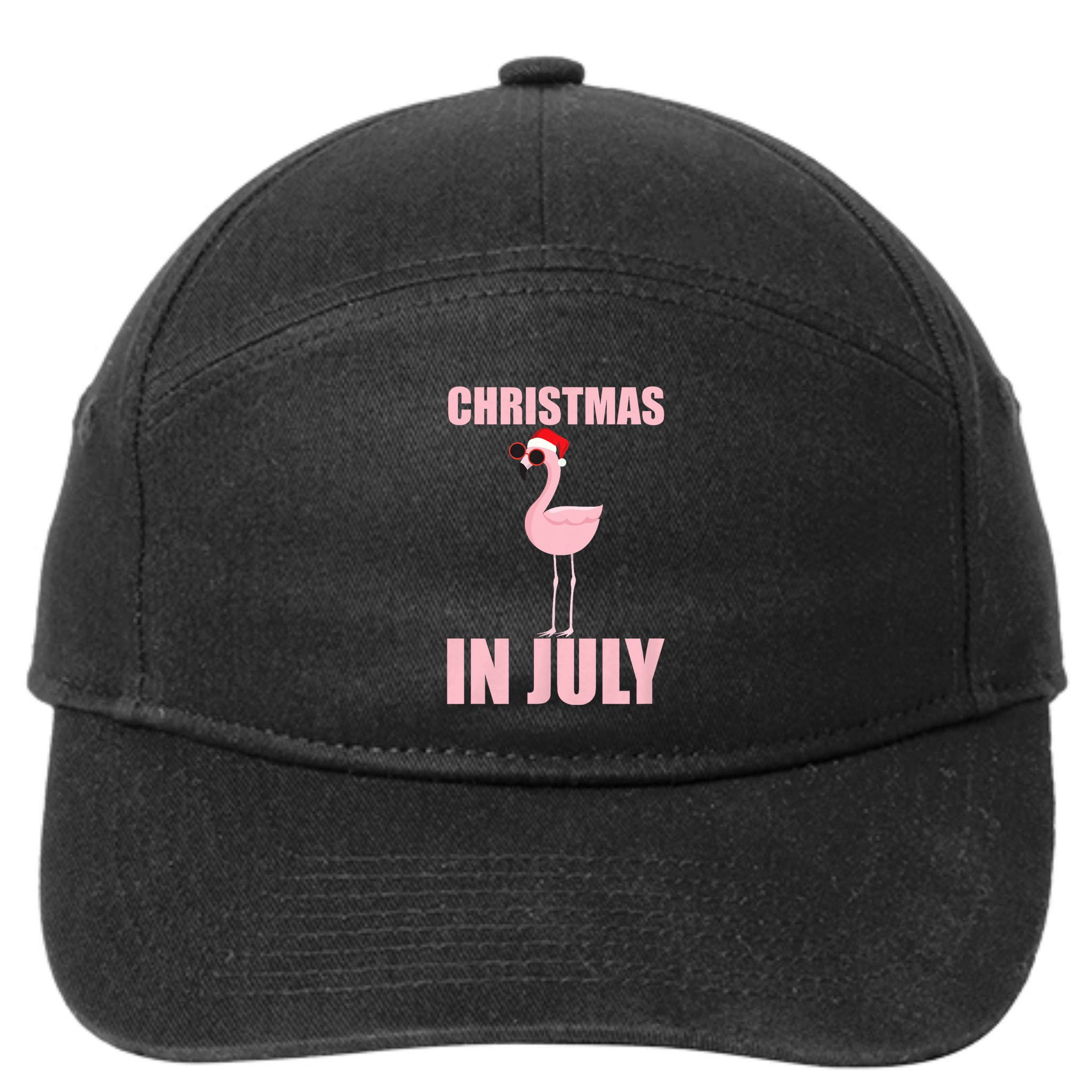 Christmas In July | Funny Flamingo In Santa Hat 7-Panel Snapback Hat