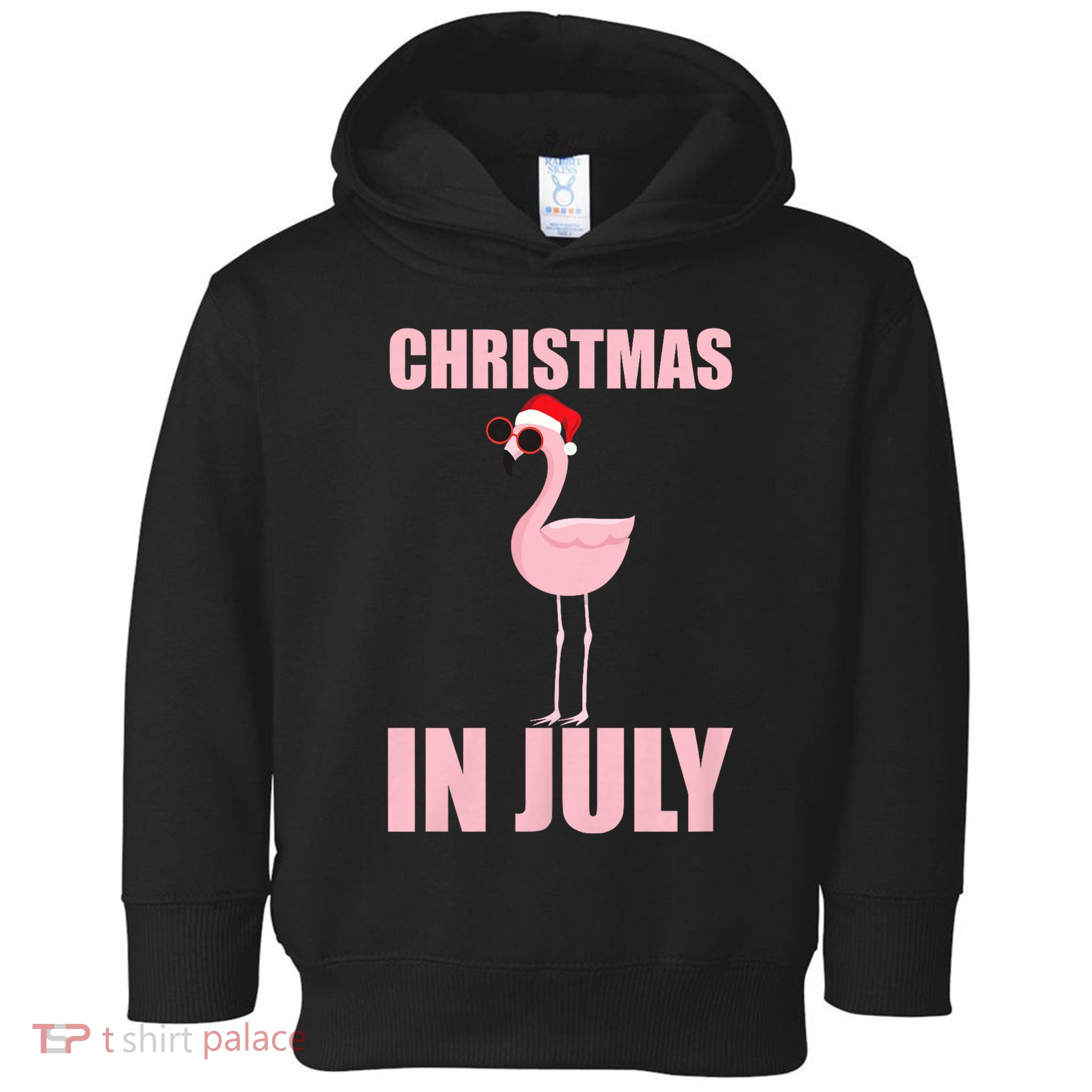 Christmas In July | Funny Flamingo In Santa Hat Toddler Hoodie