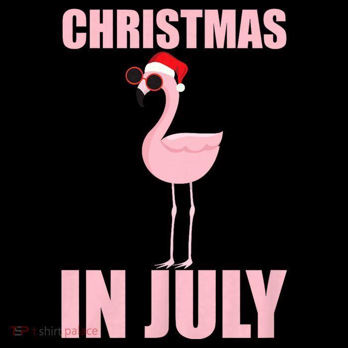 Christmas In July | Funny Flamingo In Santa Hat Womens T-Shirt