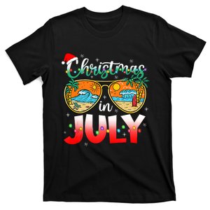 Christmas In July Summer Vacation Beach Sunglasses Funny T-Shirt