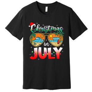 Christmas In July Summer Vacation Beach Sunglasses Funny Premium T-Shirt