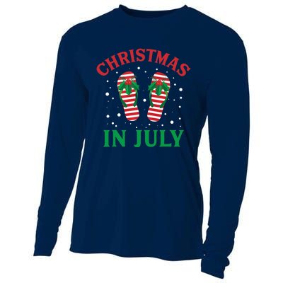 Christmas in July Flip Flops Funny Beach Summer Cooling Performance Long Sleeve Crew