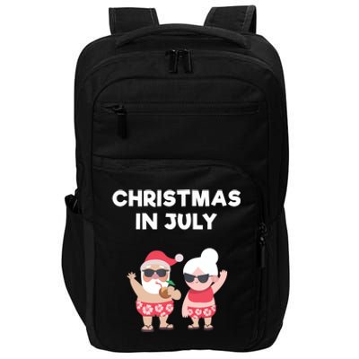 Christmas In July Funny Mr and Mrs Santa Claus Beach Impact Tech Backpack